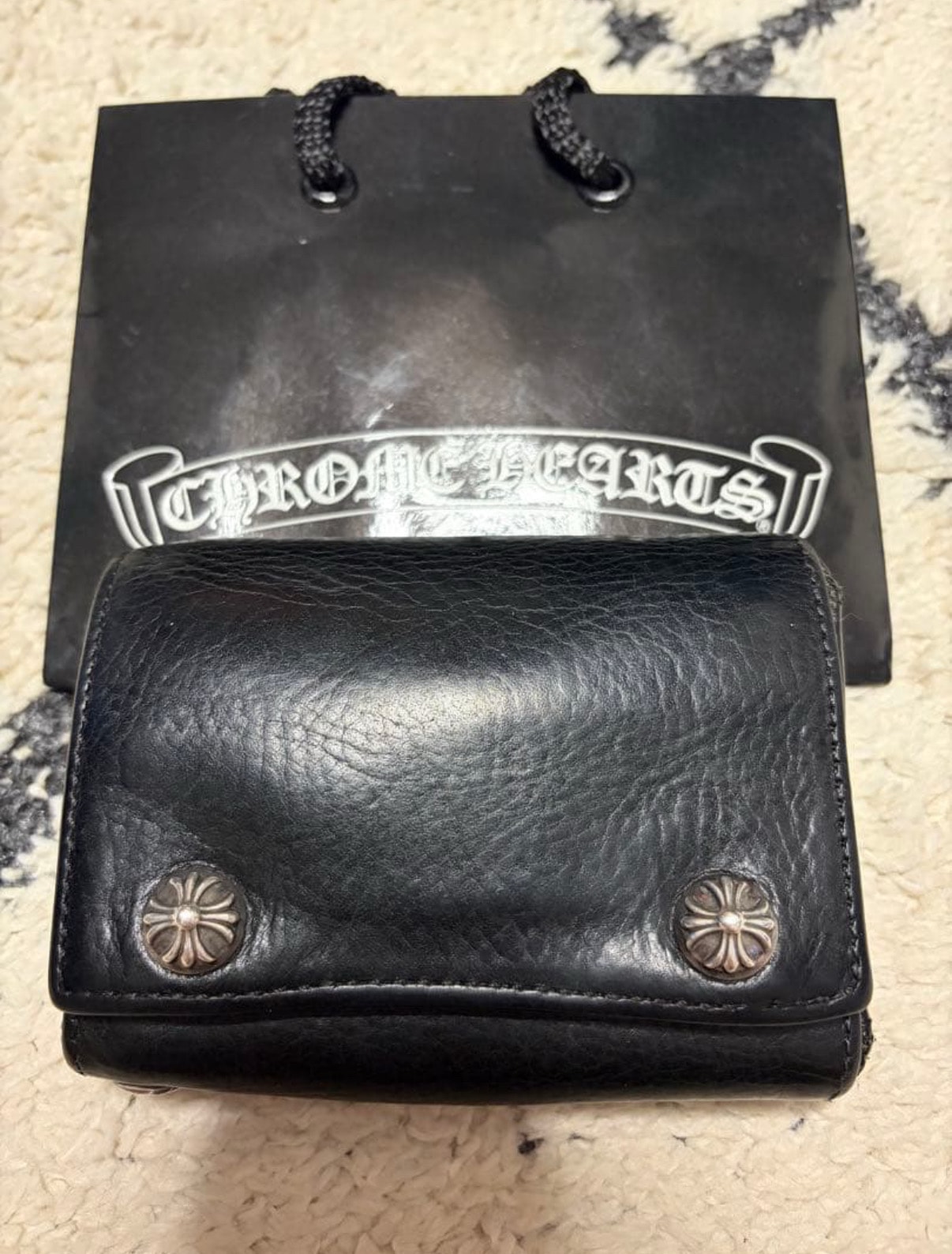 美品!CHROME HEARTS スリーフォールドウォレット クロムハーツ レザー 財布