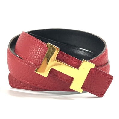 エルメス HERMES Hベルト H ベルト コンスタンス ボトムス用ベルト ベルト レザー E□刻 レッド×ブラック
