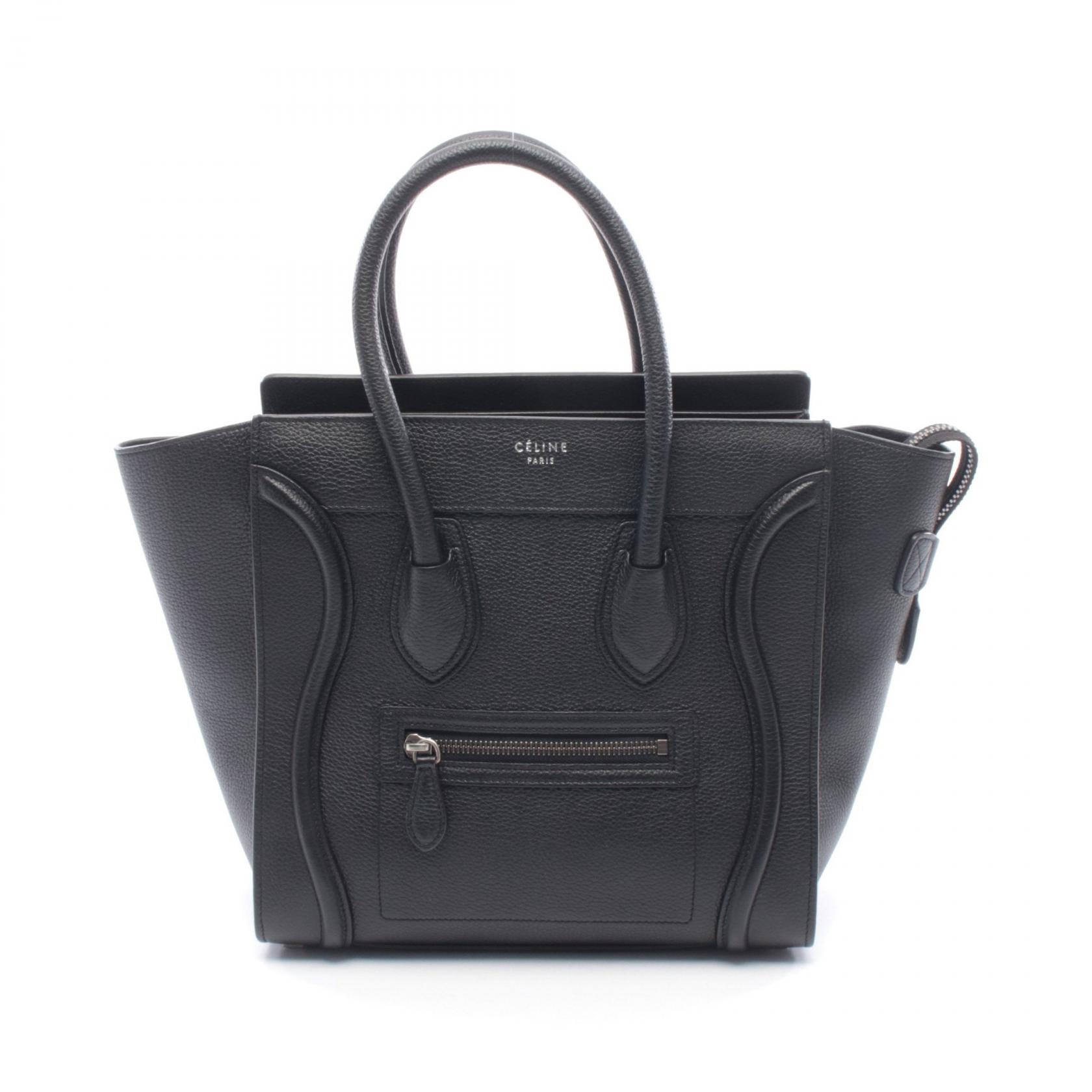 セリーヌ CELINE ラゲージ マイクロショッパー トートバッグ バッグ レザー レディース ブラック系 【中古】