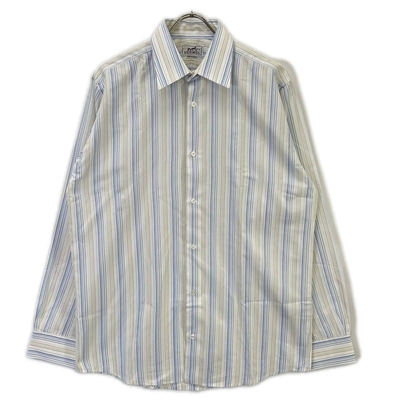 エルメス 【美品/国内正規】ストライプ 長袖シャツ 40-15 3/4