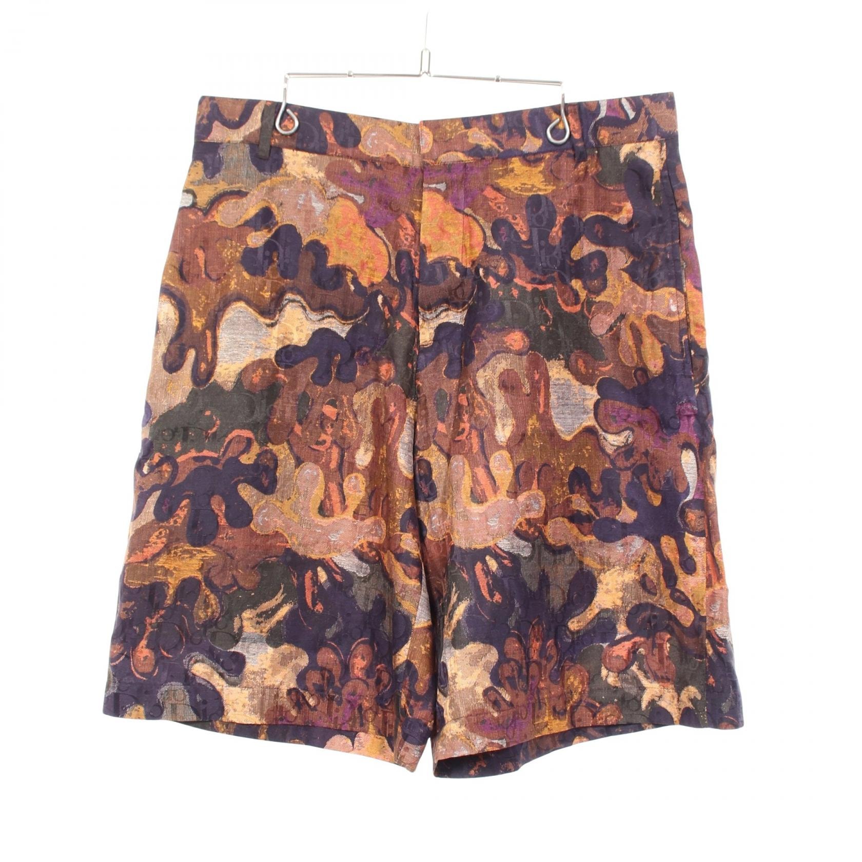 ディオール Dior DIOR × PETER DOIG カモフラージュ ショート パンツ 衣料品 ボトムス シルク コットン メンズ ブラウン系 / マルチカラー 013C121A5436 【中古】