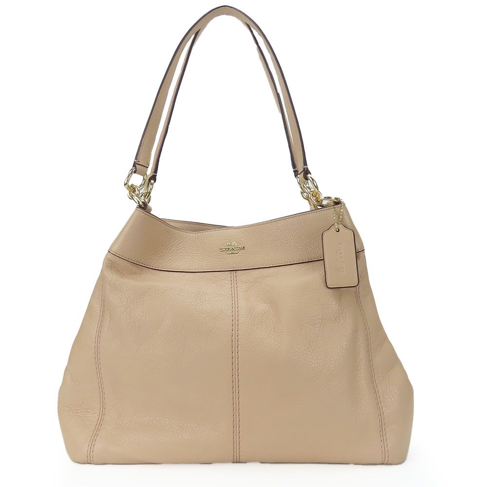 【中古】 コーチ トートバッグ F57545 レザー ピンクベージュ ゴールド金具 肩掛け シンプル 上品 レディース 女性 COACH