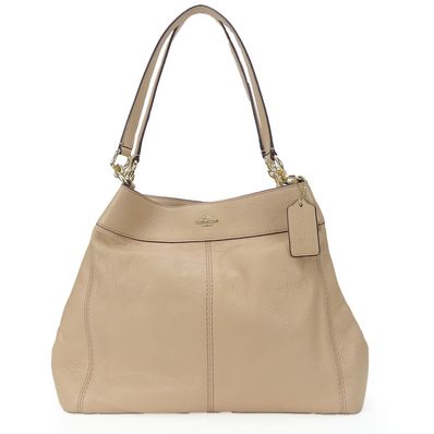 【中古】 コーチ トートバッグ F57545 レザー ピンクベージュ ゴールド金具 肩掛け シンプル 上品 レディース 女性 COACH