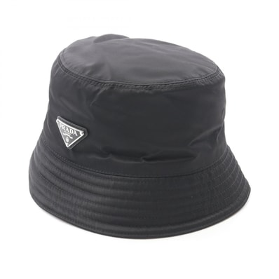 プラダ PRADA Re-Nylon バケット ハット 帽子 ナイロン メンズ レディース ブラック系 2HC137 【中古】