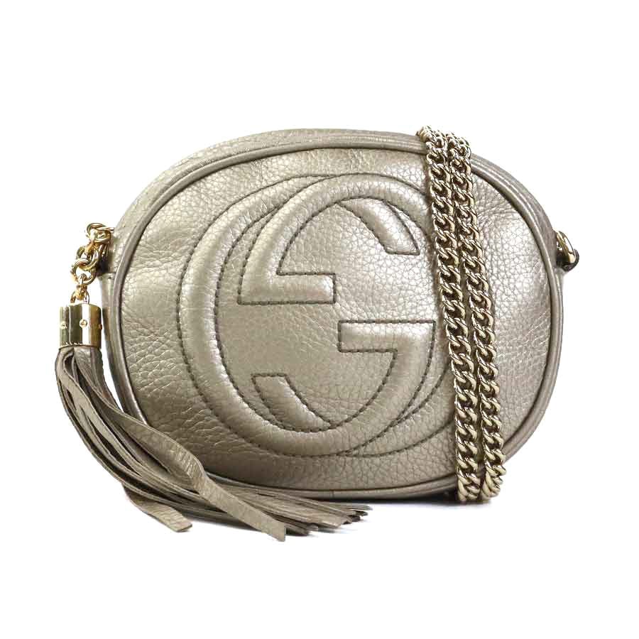 グッチ GUCCI ショルダーバッグ ソーホー Soho レザー ゴールド レディース 353965【中古】 h31280i