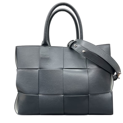 BOTTEGA VENETA 希少 美品 ARCO SMALL TOTE アルコ スモール 2way トートバッグ ショルダーバッグ 766954 レザー グレー クロスボディ マキシ イントレチャート ハンドバッグ ABランク 中古 鑑定済 ボッテガバッグ