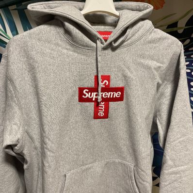 Supreme Cross Box Logo Hooded Sweatshirt "Grey"
