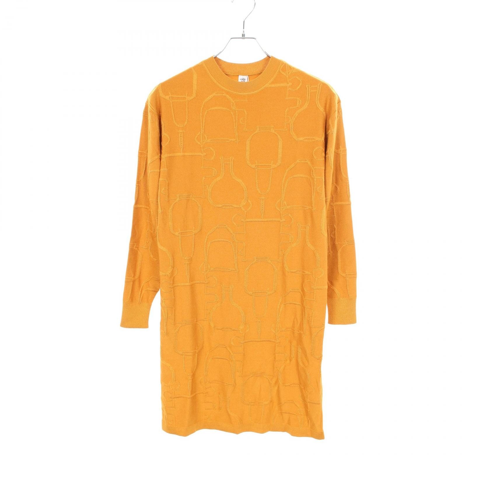 エルメス HERMES TORSADES トルサード ワンピース 衣料品 トップス シルク カシミヤ シルク レディース イエロー系 【中古】