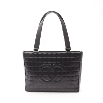 シャネル CHANEL チョコバー ココマーク トートバッグ バッグ ラムスキン(羊革) レディース ブラック系 【中古】