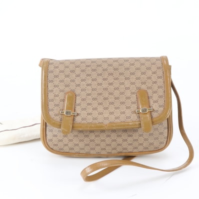 グッチ マイクロGGショルダーバッグ レザー×キャンバス