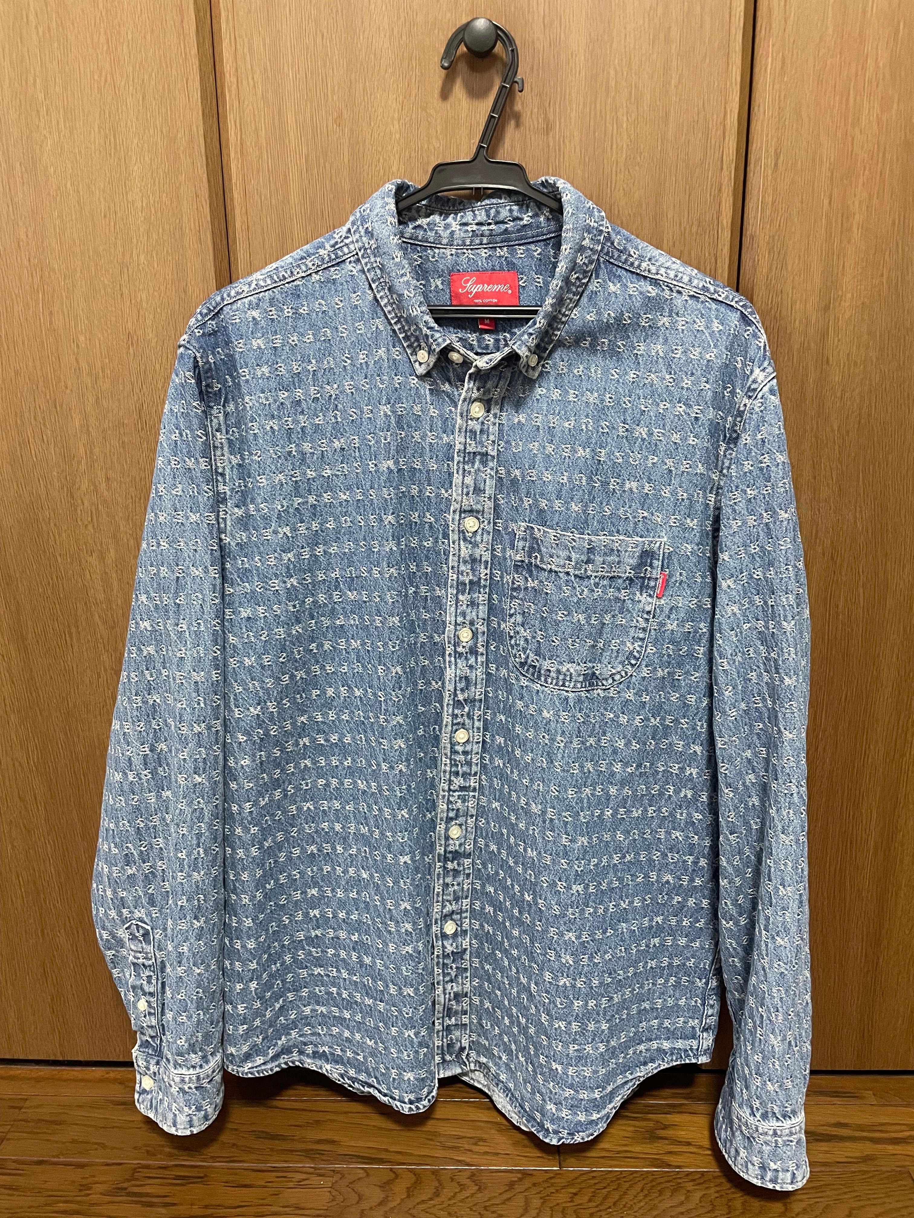 Supreme Jacquard Logos Denim Shirt "Blue"
