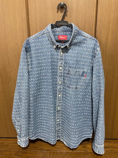 Supreme Jacquard Logos Denim Shirt "Blue"