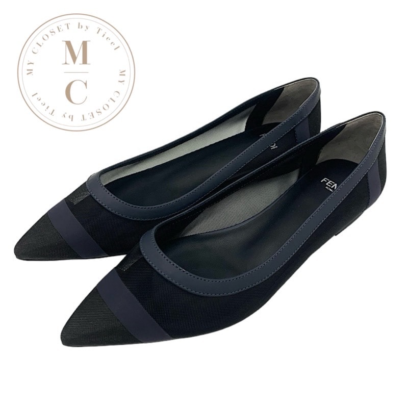 未使用に近い】フェンディ FENDI パンプス 靴 シューズ メッシュ