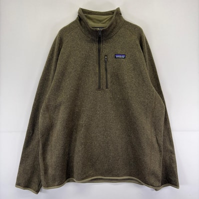 古着 パタゴニア patagonia ニット ハーフジップ ワンポイントロゴ アウトドア ベターセーター 大きいサイズ 2XL グリーン系 メンズ