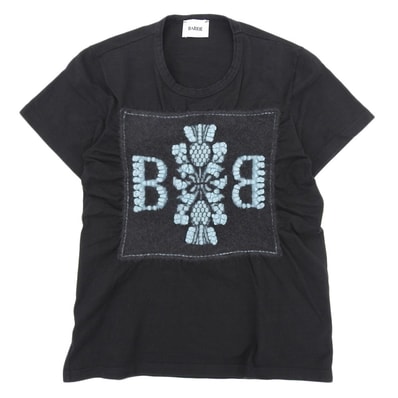 バリー 美品 コットン×カシミヤ Bロゴ クルーネック ショートスリーブカットソー トップス レディース ブラック XS XS