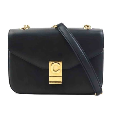 セリーヌ CELINE ショルダーバッグ Small C Bag レザー/メタル ブラック/ゴールド レディース【中古】 e61112a