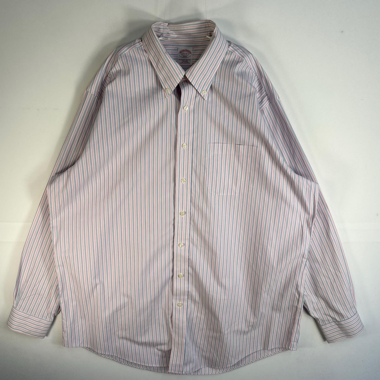 古着 ブルックスブラザーズ Brooks Brothers 長袖シャツ ストライプ 胸ポケ 346 XL  ピンク系 マルチカラー メンズ