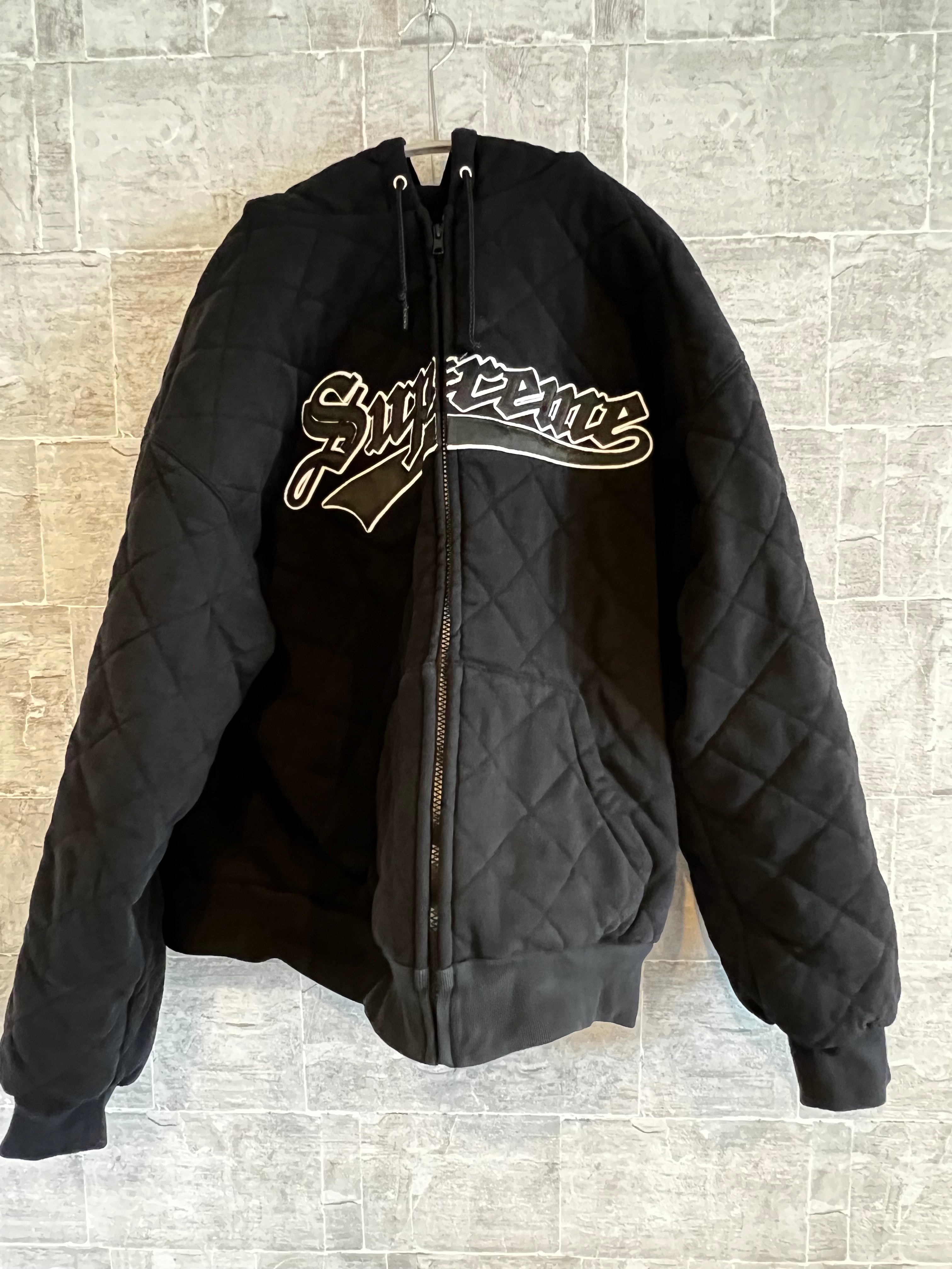 Supreme Quilted Zip Up Hooded Sweatshirt "Black"