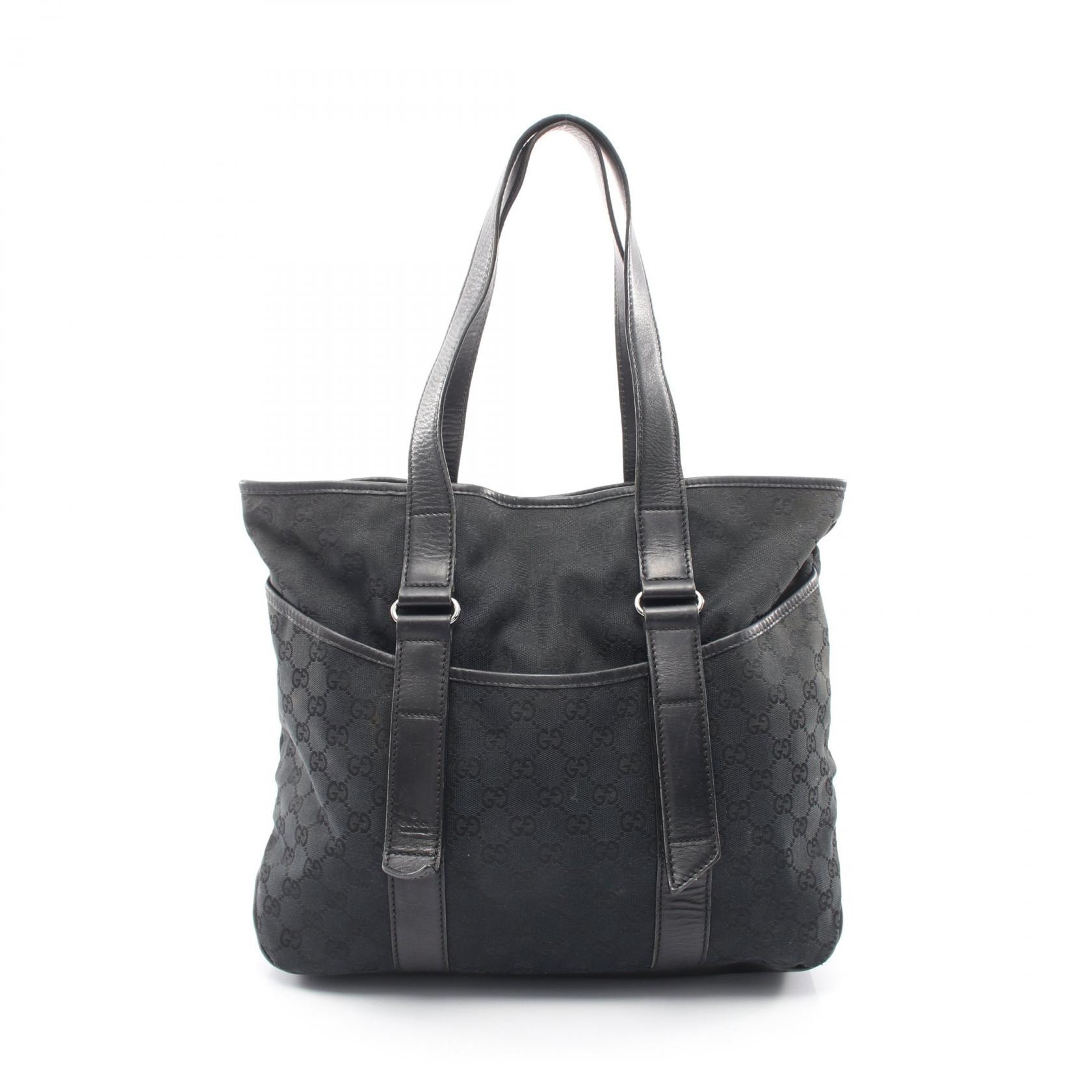 グッチ GUCCI GGキャンバス トートバッグ バッグ キャンバス レザー レディース ブラック系 145971 【中古】