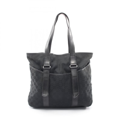 グッチ GUCCI GGキャンバス トートバッグ バッグ キャンバス レザー レディース ブラック系 145971 【中古】