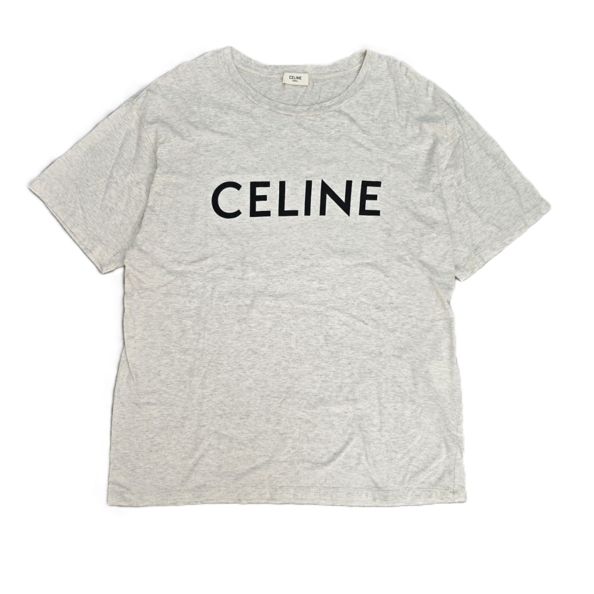 CELINE セリーヌ ロゴプリント ルーズフィット 半袖Tシャツ 2X681657Y.02BL M コットン グレー  メンズ【中古】