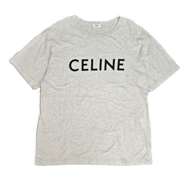 CELINE セリーヌ ロゴプリント ルーズフィット 半袖Tシャツ 2X681657Y.02BL M コットン グレー メンズ【中古】