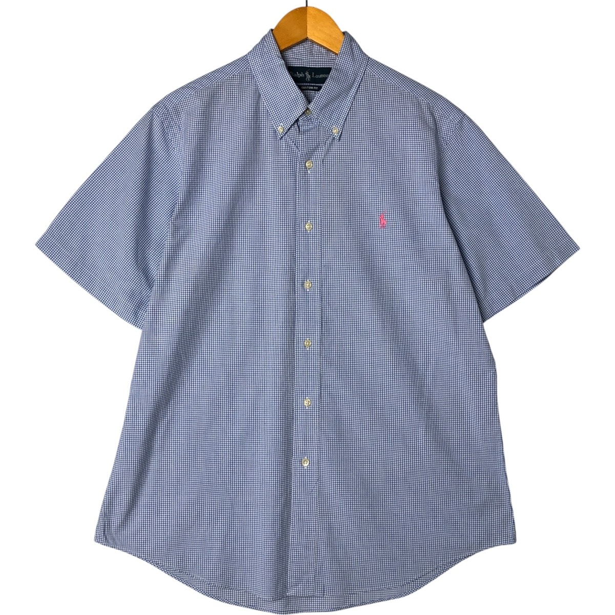 古着 ラルフローレン Ralph Lauren CUSTOM FIT ギンガムチェック 半袖 ボタンダウン チェックシャツ メンズL相当/eaa557852