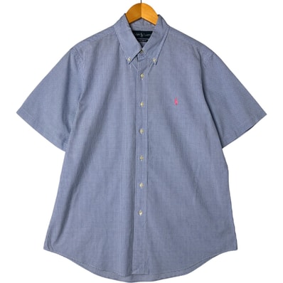古着 ラルフローレン Ralph Lauren CUSTOM FIT ギンガムチェック 半袖 ボタンダウン チェックシャツ メンズL相当/eaa557852