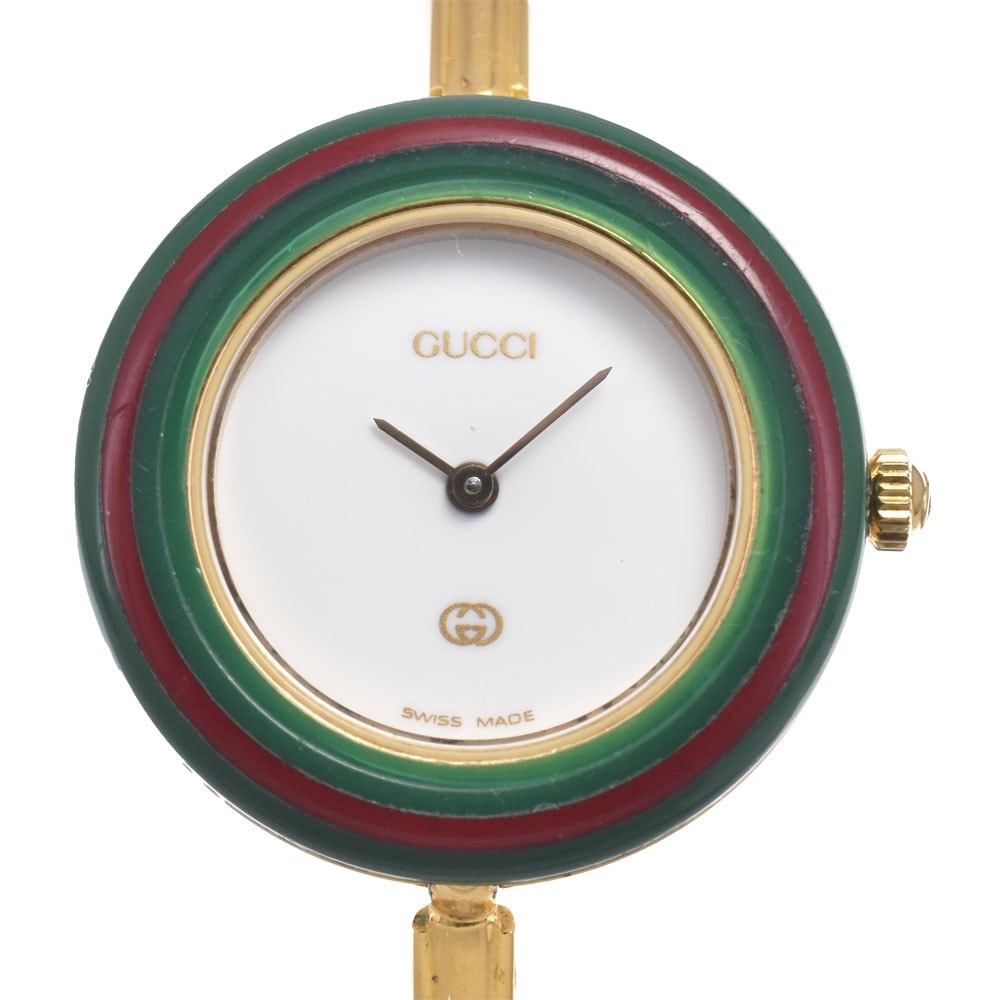 グッチ GUCCI 11/12 チェンジベゼル ホワイト クォーツ レディース 腕時計 M#150799