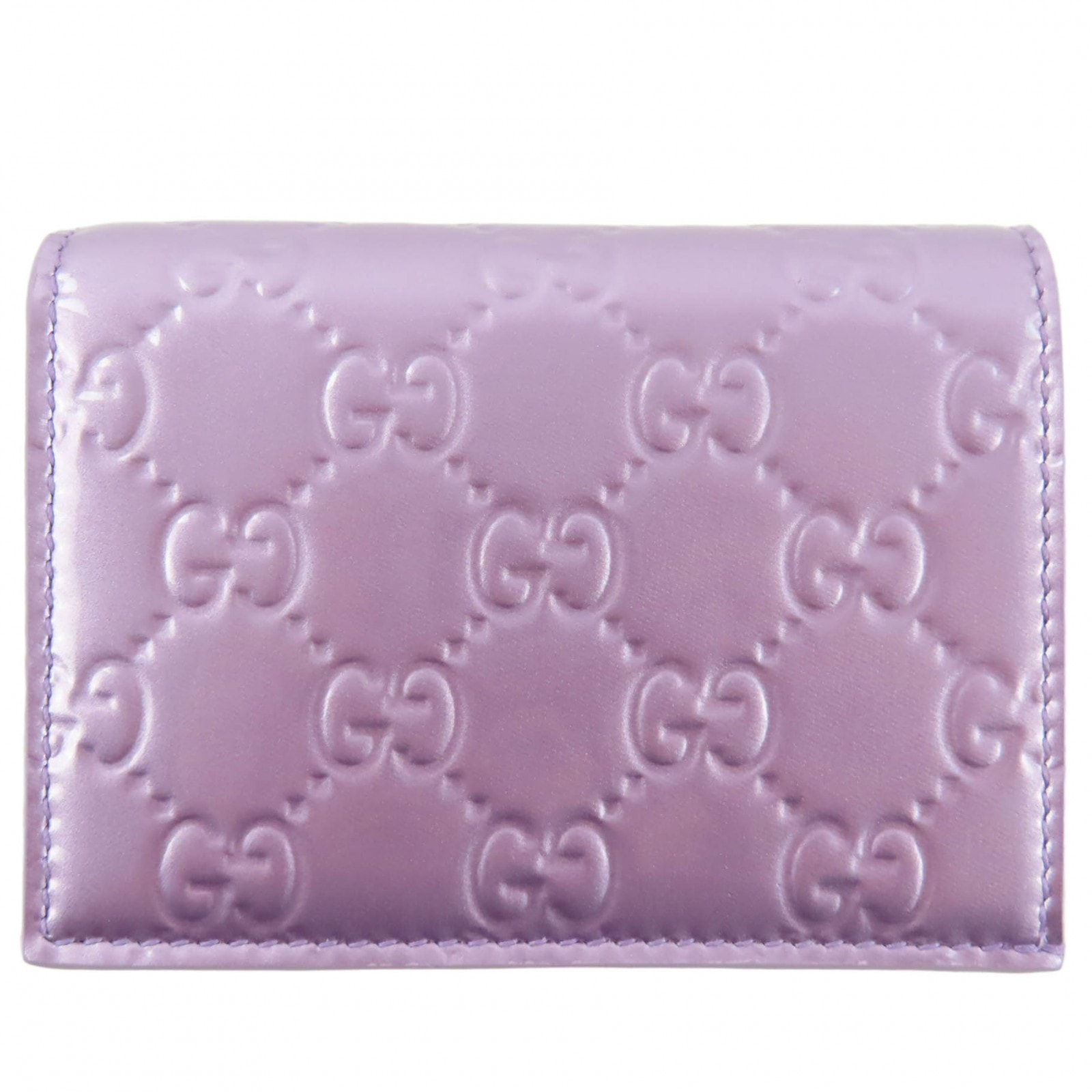 未使用品 グッチ 二つ折り財布 メタリックパープル レディース 847207