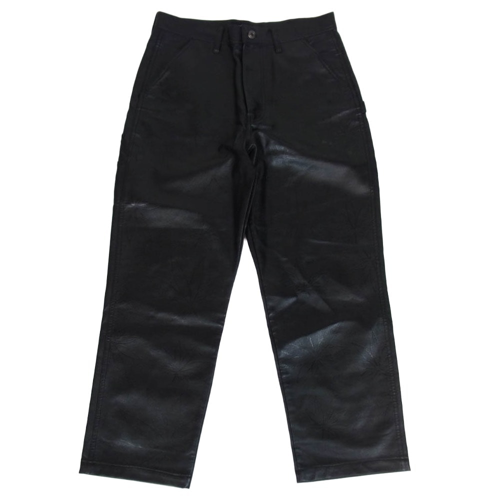 HUF ハフ パンツ PLANTLIFE PAINTER PANT リーフ 型押し レザー パンツ ブラック系 32【中古】