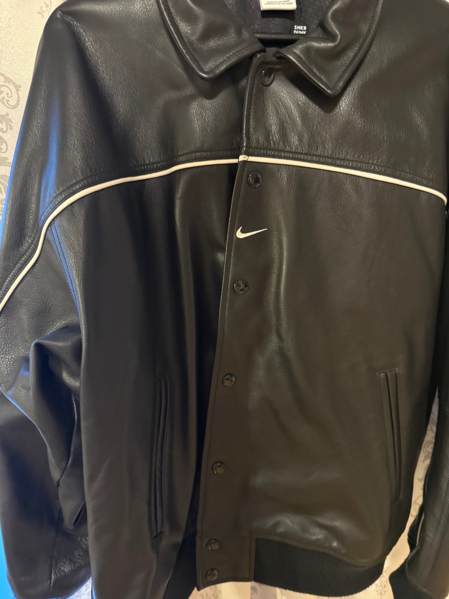 Supreme x Nike Leather Varsity Jacket "Black"