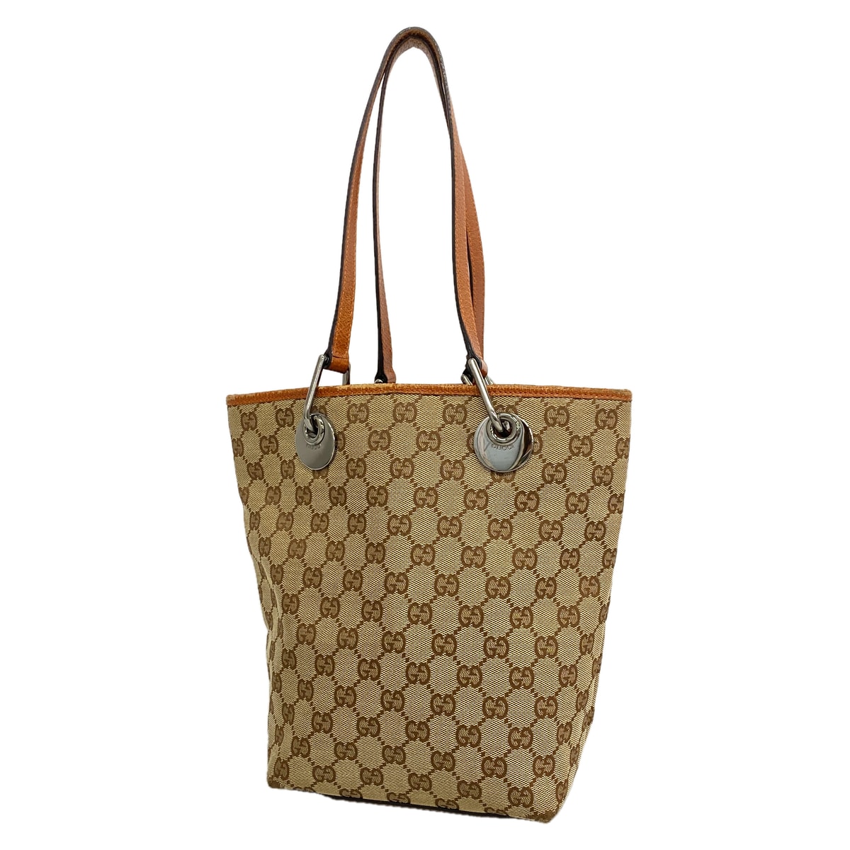 【6hd3459】グッチ トートバッグ GGキャンバス 120840 キャンバス ベージュ シルバー金具【中古】レディース