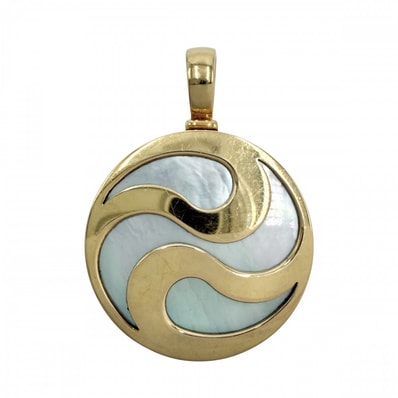 BVLGARI ブルガリ ペンダントトップ オプティカル ジュエリー アクセサリー 18金YG Au750 K18イエローゴールド ホワイトシェル ゴールド ユニセックス 約30.5g【中古品】