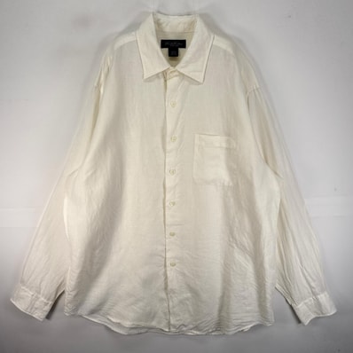 古着 ブルックスブラザーズ Brooks Brothers 長袖シャツ IRISH LINEN L ホワイト系 無地 メンズ