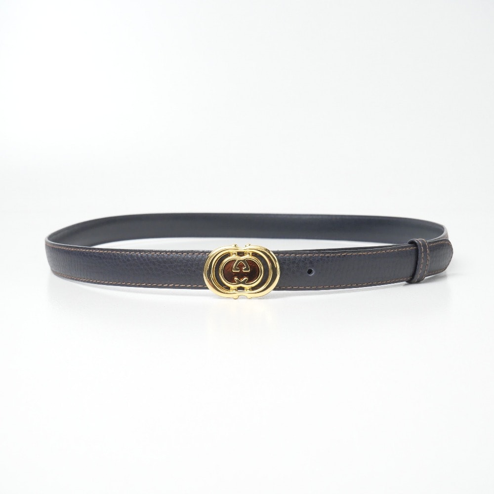 ■美品■GUCCI グッチ ヴィンテージ ベルト サイズ75/30 GGバックル レザー バイカラー ナローベルト ブランド古着【中古】20260904/RB0445
