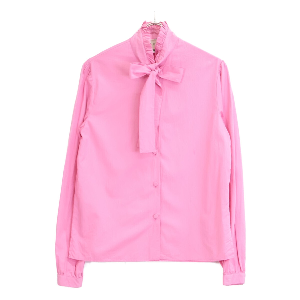 グッチ 545402 18年 コットン100 フリルカラーボウタイシャツブラウス 38