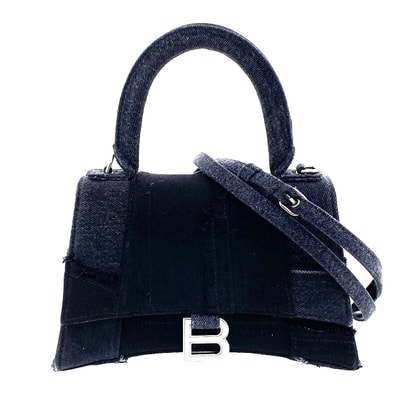 BALENCIAGA バレンシアガ アワーグラス スモール 2WAY ショルダーバッグ デニム ショルダーバッグ 593546 デニム ブラック レディース【中古】
