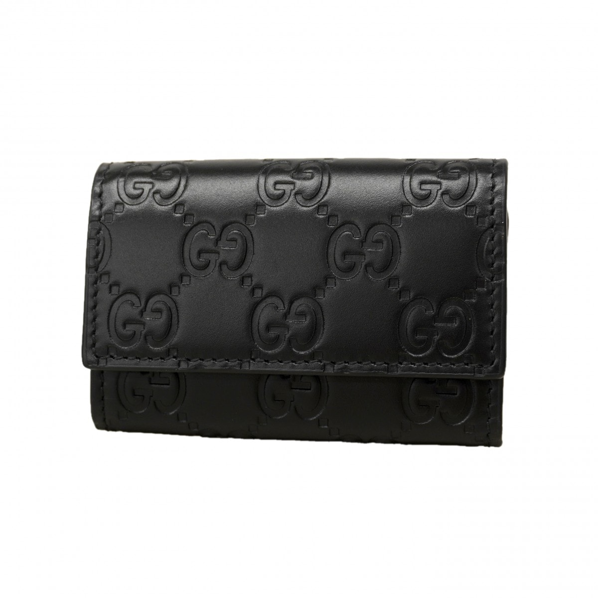 ★最終価格★SALE【6ed4736】グッチ キーケース グッチシマ 779824 レザー ブラック シルバー金具【中古】レディース