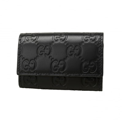 ★最終価格★SALE【6ed4736】グッチ キーケース グッチシマ 779824 レザー ブラック シルバー金具【中古】レディース