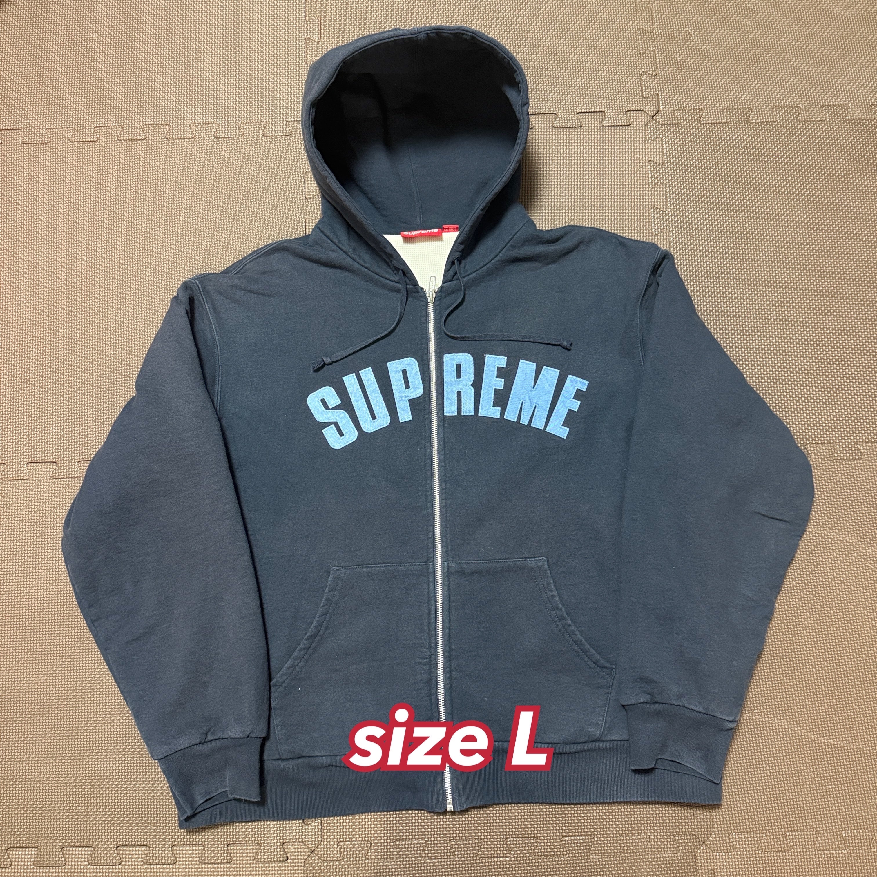 Supreme Arc Thermal Lined Zip Up Hooded Sweatshirt "Navy"