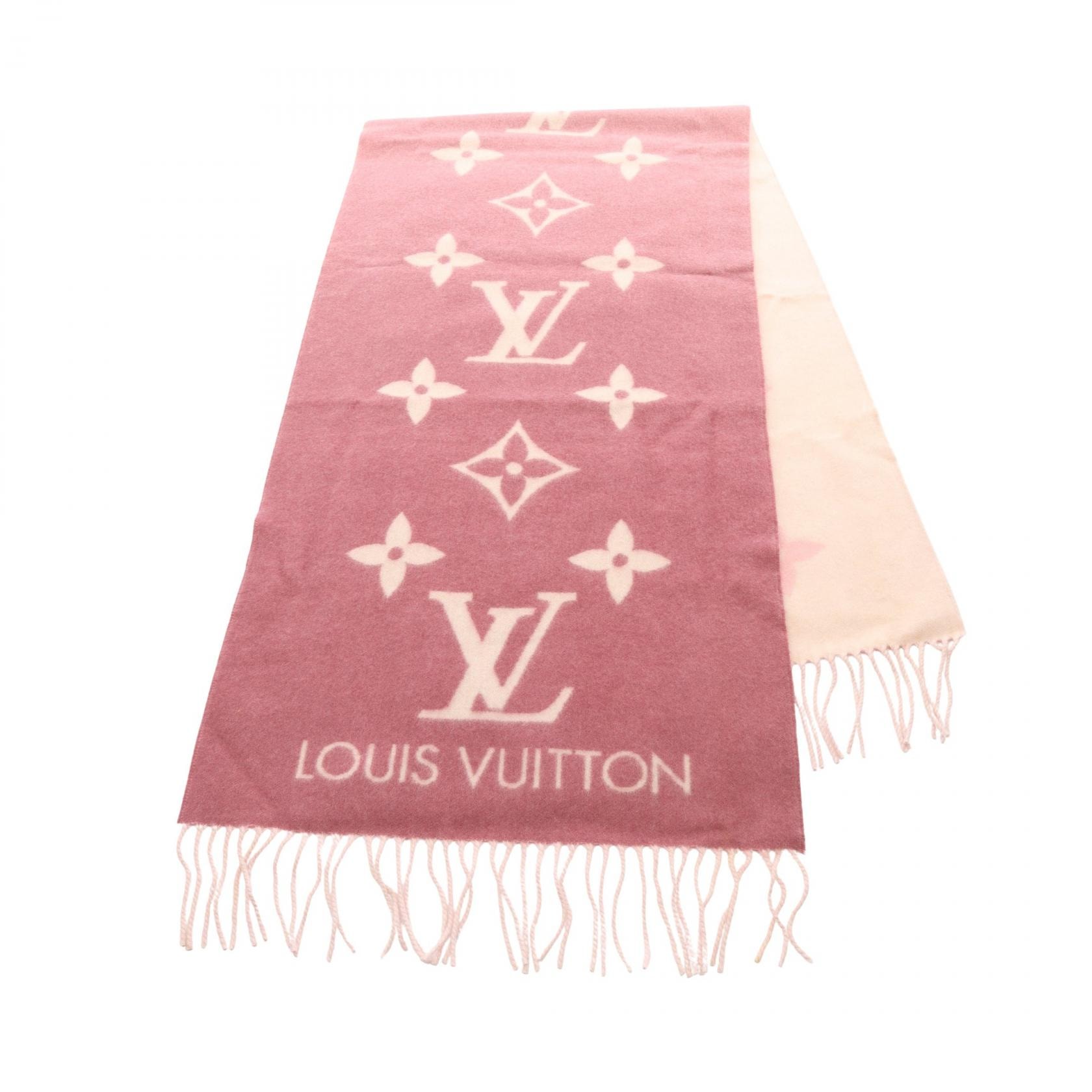 ルイ・ヴィトン LOUIS VUITTON レイキャビック グラディエント モノグラム マフラー 衣料品 カシミヤ ピンク レディース ピンク系 / ベージュ系 M77375 【中古】
