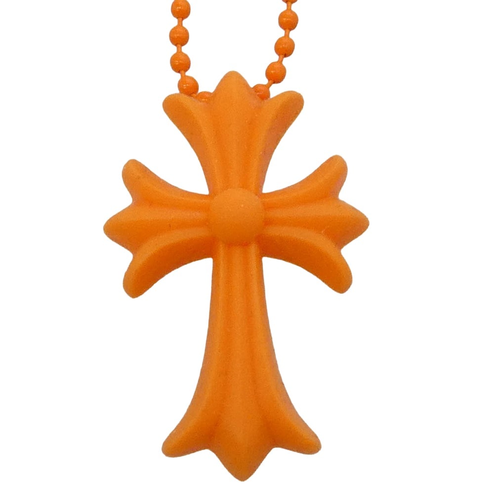 Chrome Hearts Rubber Small CH Cross Silicon Necklace "Orange"