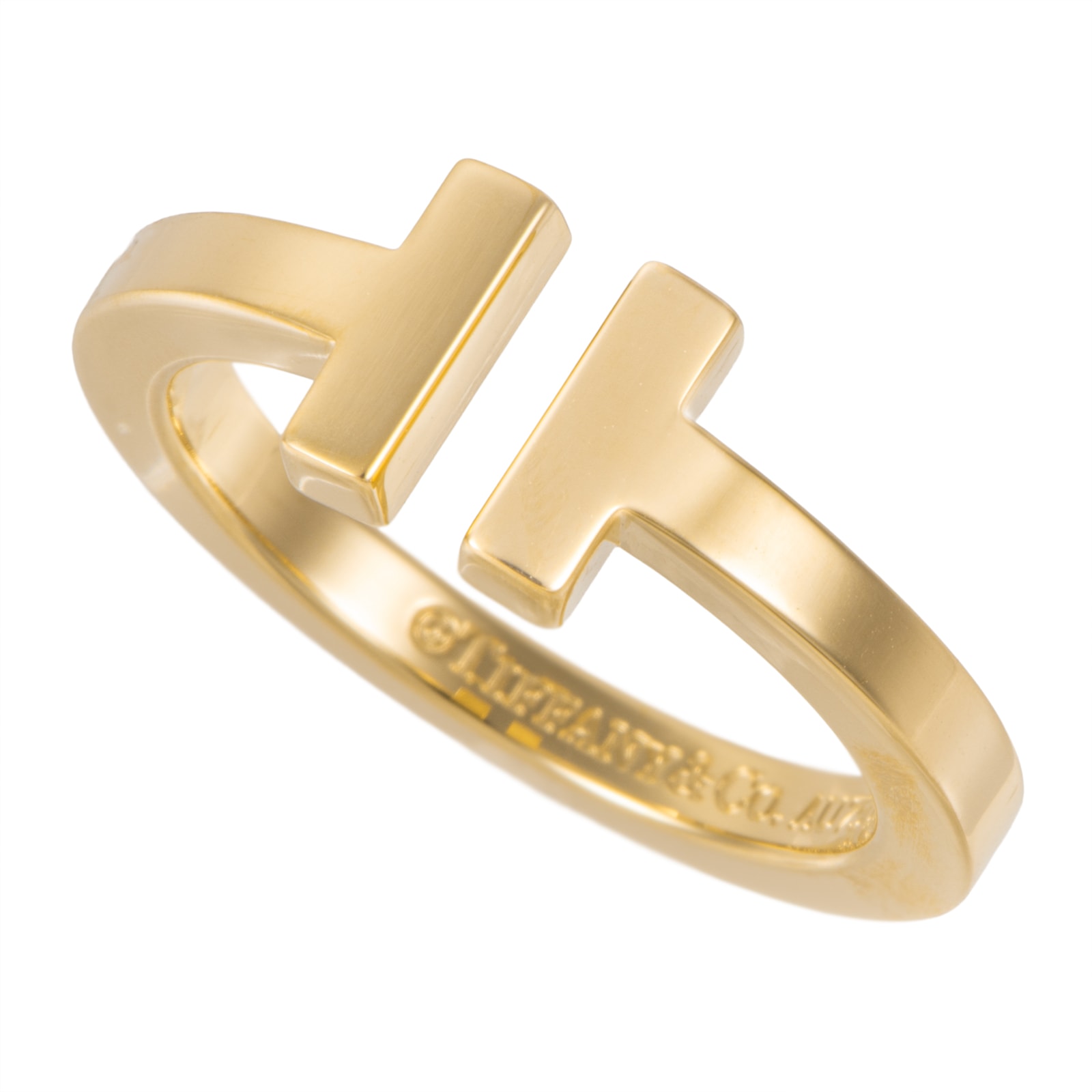 TIFFANY&Co. ティファニー ティファニーT スクエア リング 指輪 15号 K18YG ゴールド【中古】