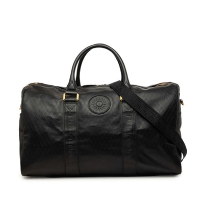 ヴェルサーチェ サンバースト ボストンバッグ ショルダーバッグ 2WAY ブラック レザー レディース VERSACE 中古