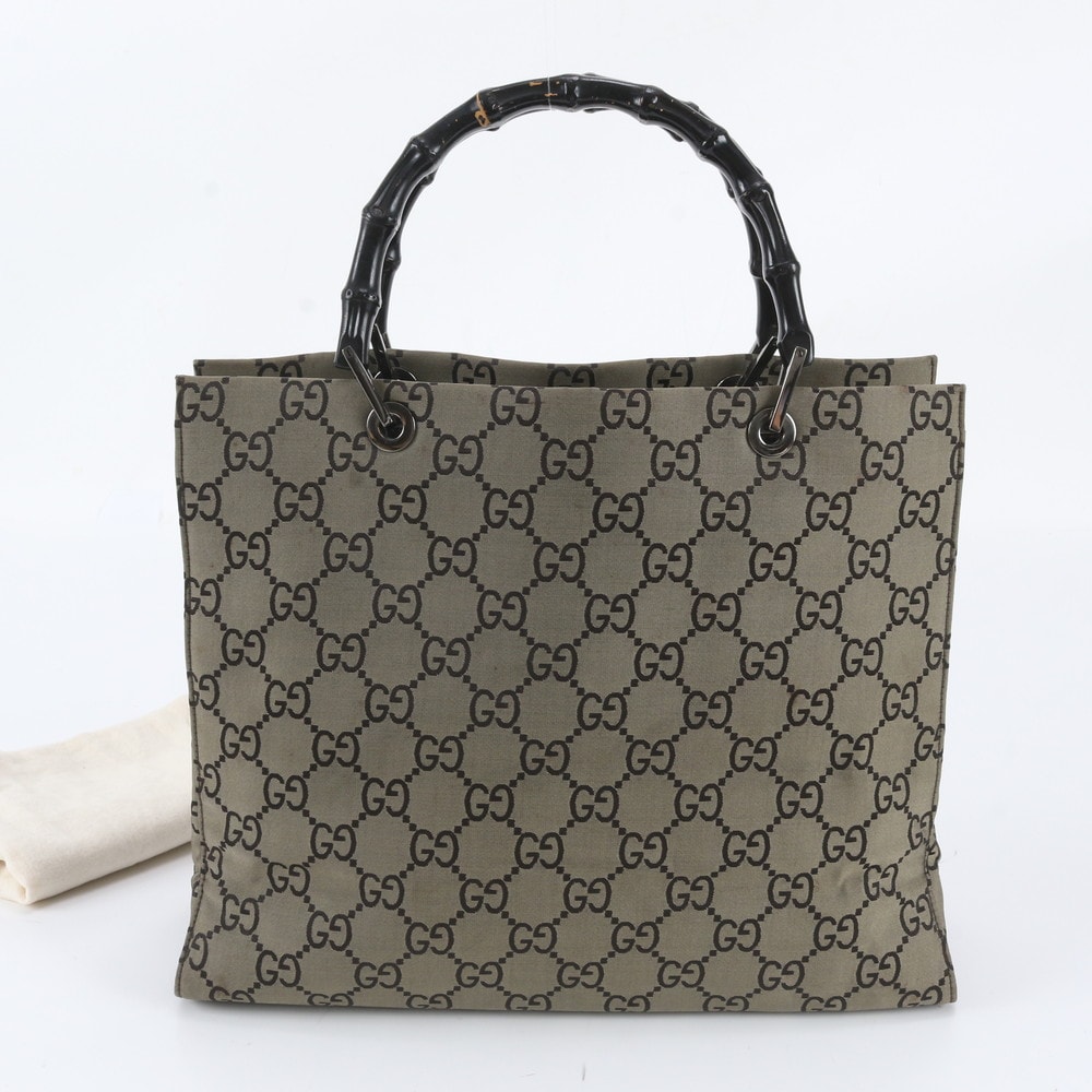 ■美品 グッチ バンブーGGナイロン 002 1010 ハンドバッグ
