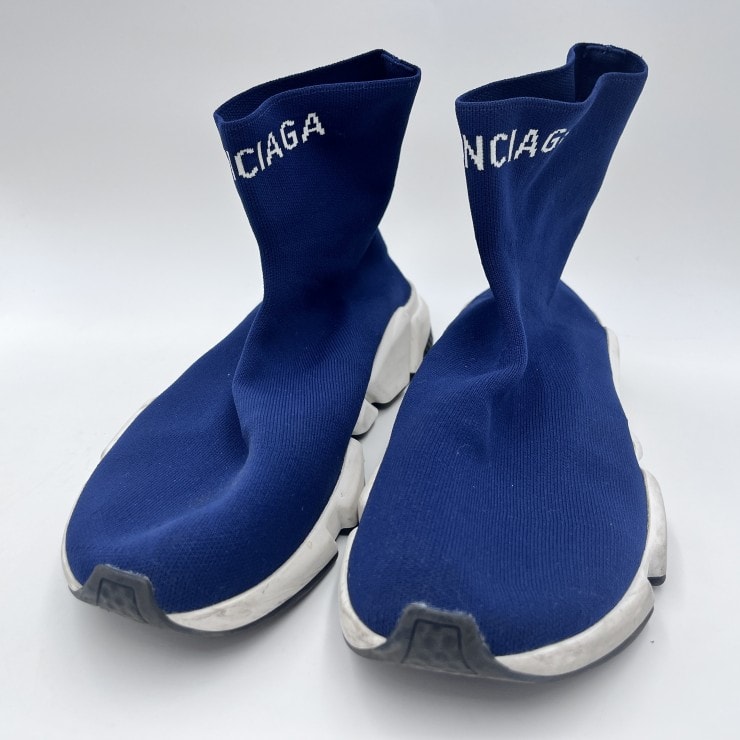 BALENCIAGA(バレンシアガ)Speed 2.0 スニーカー ソックススニーカー ブルー ニット ロゴ ハイカット メンズ レディース【中古】