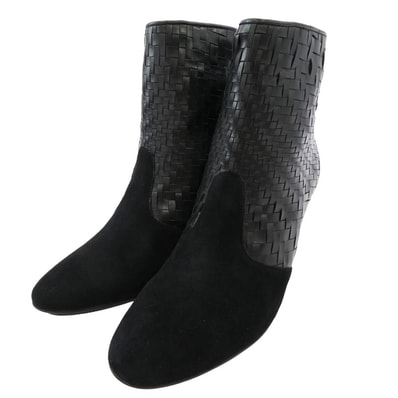 COLE HAAN コールハーン ブーツ レザー ヒール ショート ブーツ ブラック系 6.5B【中古】