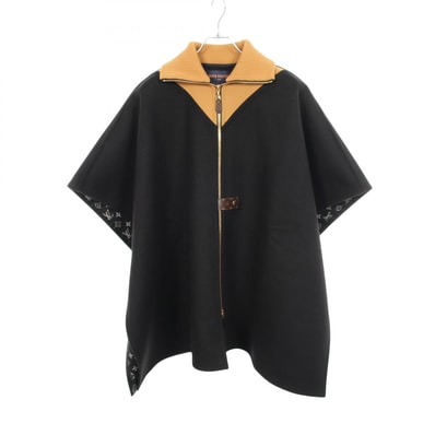 ルイ・ヴィトン LOUIS VUITTON スポーティハイネックダブルフェイスケープ 裏地モノグラム ポンチョ 衣料品 アウター ウール シルク レディース ブラック系 / ブラウン系 RW222W QWE FNCO27 【中古】