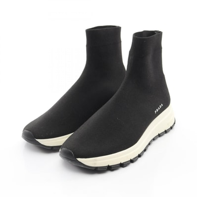 プラダ PRADA ソックススニーカー ハイカットスニーカー ロゴ スニーカー 靴 ファブリック レディース ブラック系 1T715L 【中古】